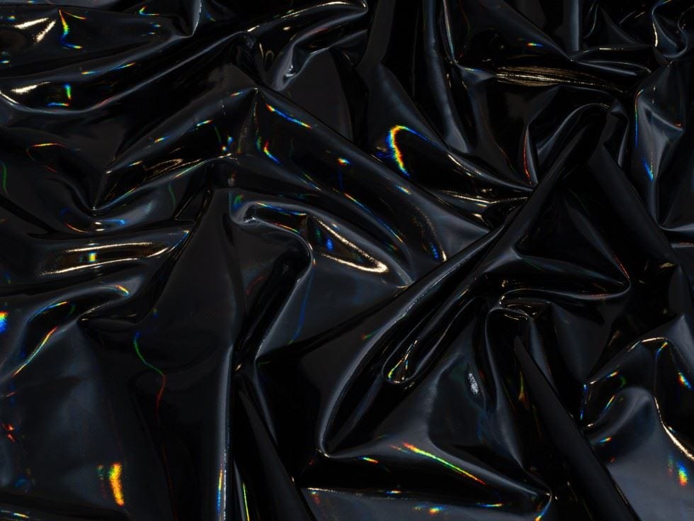 Minerva Core Range Black Hi Shine Glossy PVC Vinyl Fabric for Bag Making, Dressmaking, Upholstery, 138cm / 54" Wide - per metre