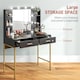 image 5 of HOMCOM Makeup Vanity Desk Set with Lighted Mirror, Stool, Black