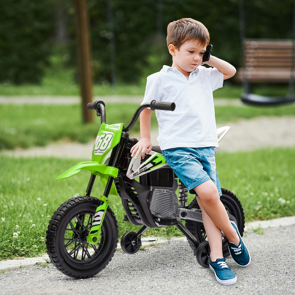 image 1 of AIYAPLAY 12V Kids Electric Motorcycle w/ Twist Grip Throttle, Music, Blue