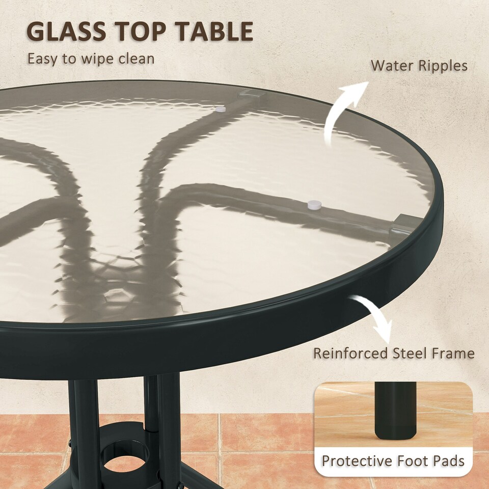 image 1 of Outsunny Stackable Patio Bistro Set, 3 Pieces Garden Furniture Set, Grey Grey | Charcoal grey