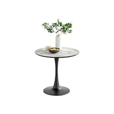 Furniturebox Elina Round 2 Seater White Marble Effect Pedestal Dining Table