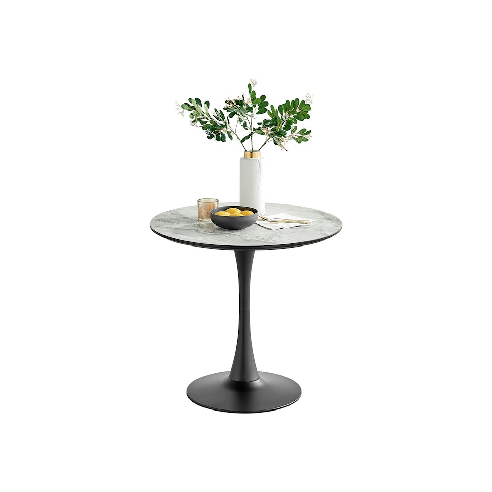 image 1 of Furniturebox Elina Round 2 Seater White Marble Effect Pedestal Dining Table