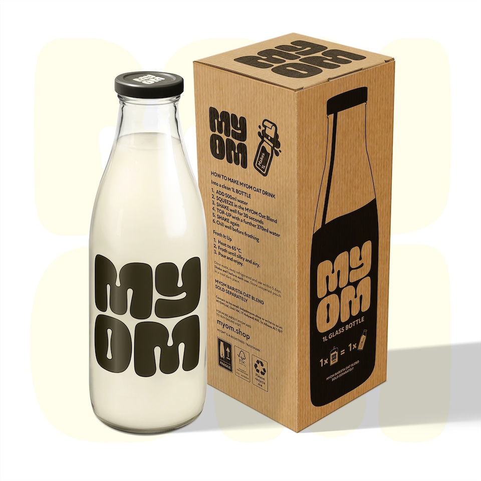 image 1 of MYOM 1L Barista Glass Oat Milk Bottle