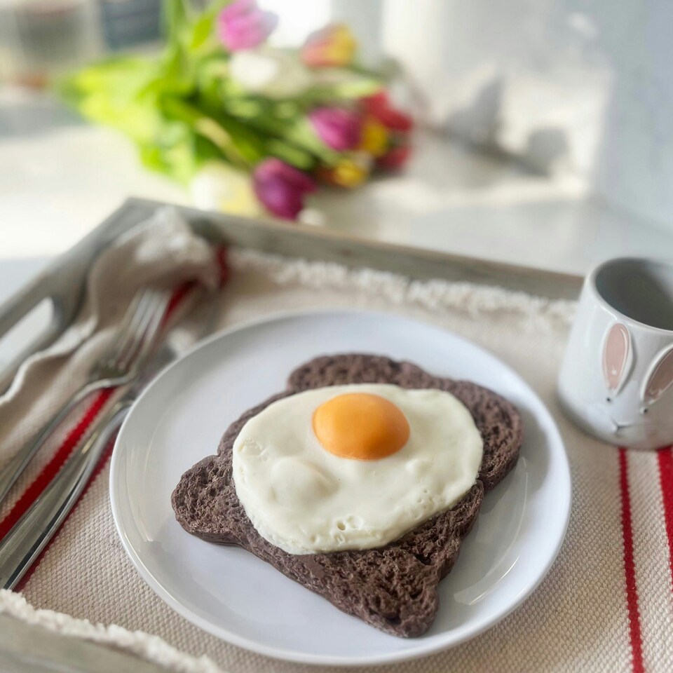 image 1 of Giant Chocolate Fried Egg On Toast