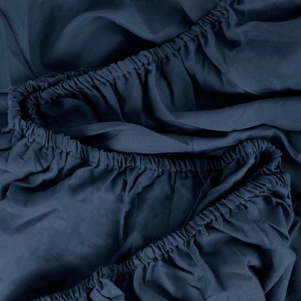 image 1 of OHS Soft Microfibre Plain 30cm Deep Fitted Bed Sheet, King - Navy Blue