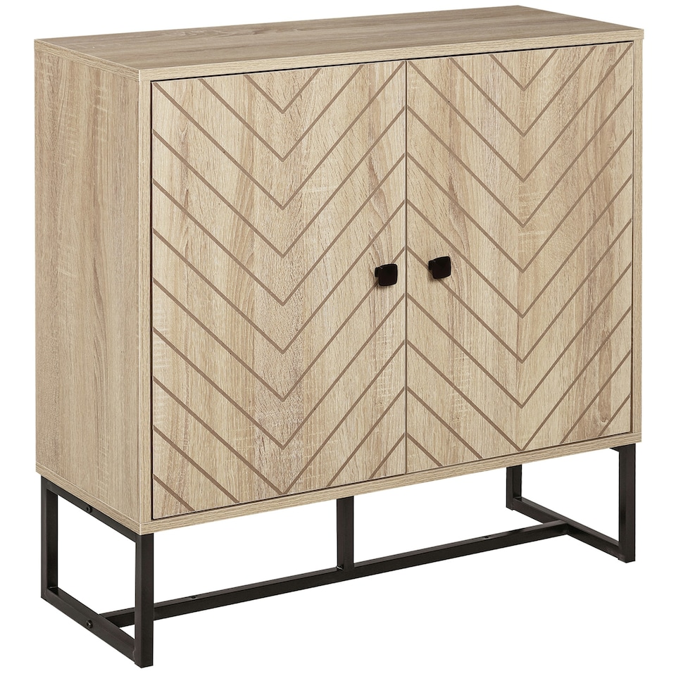 image 1 of HOMCOM Embossed Arrow Storage Cabinet w/ Adjustable Shelf Metal Frame Handles