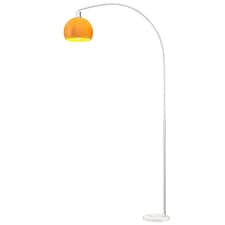 HOMCOM Modern Standing Lamp with Shade & Foot Switch, Orange | Orange | Orange