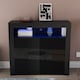 image 5 of Vida Designs Nova 2 Door LED Sideboard Buffet Cabinet Storage - Black | Black | 1