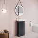 image 4 of Dark Grey 400mm Floor Standing Vanity Unit with Brushed Brass Handle | Grey | Satin Soft Black | 1