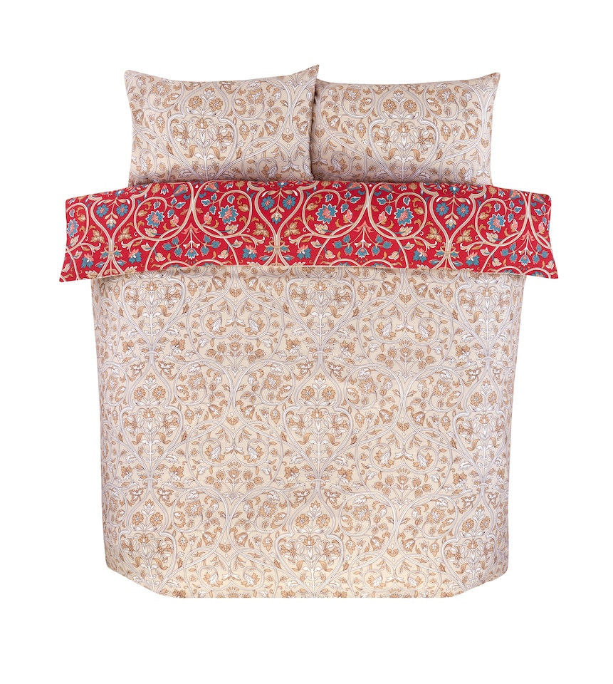 image 1 of Harrow Microfibre Floral Reversible Duvet Cover Set with Pillowcase | Red | Single