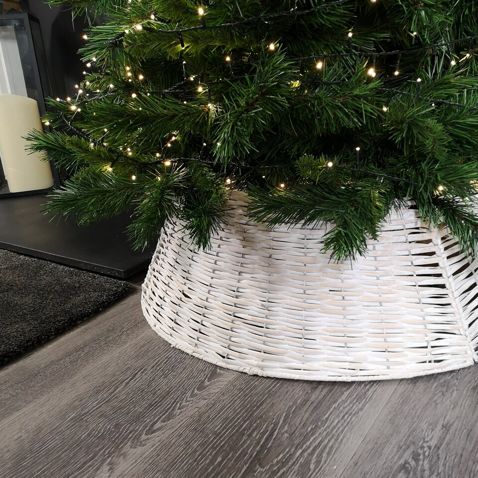 image 1 of 48/70cm Samuel Alexander KD Willow Christmas Tree Skirt Wicker Rattan- Large White Wash