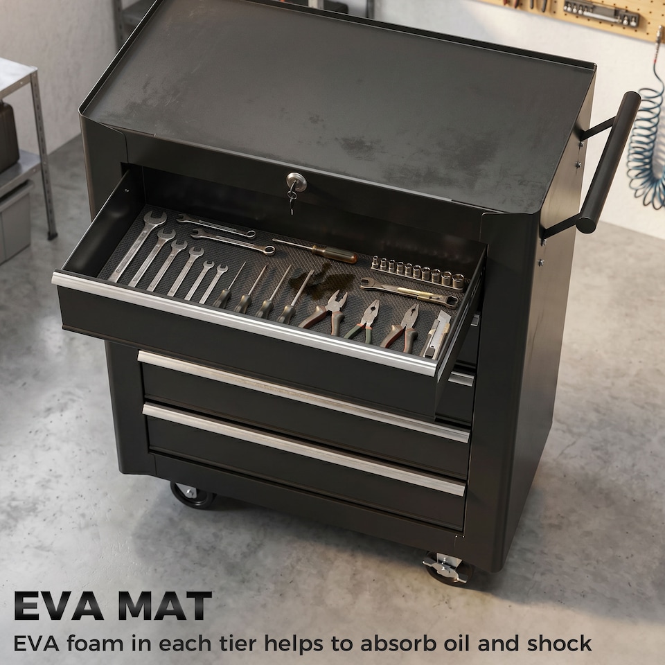 image 1 of HOMCOM 5-Drawer Tool Chest Steel Lockable Tool Storage Cabinet with Wheels | Black