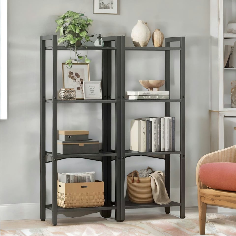 image 1 of 4 Tier Storage Standing Shelf Furniture Black Black | One Size