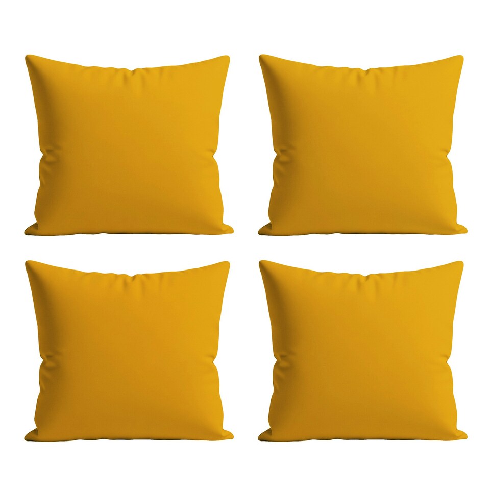 image 1 of Waterproof Outdoor Garden Cushion Covers Patio Cushion Cover Cases Square Pack Of 4 45cm X 45cm Yellow