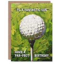 Fantastic Golf Lover Golfing Ball Tee Shot Par Pun Son Birthday Card
