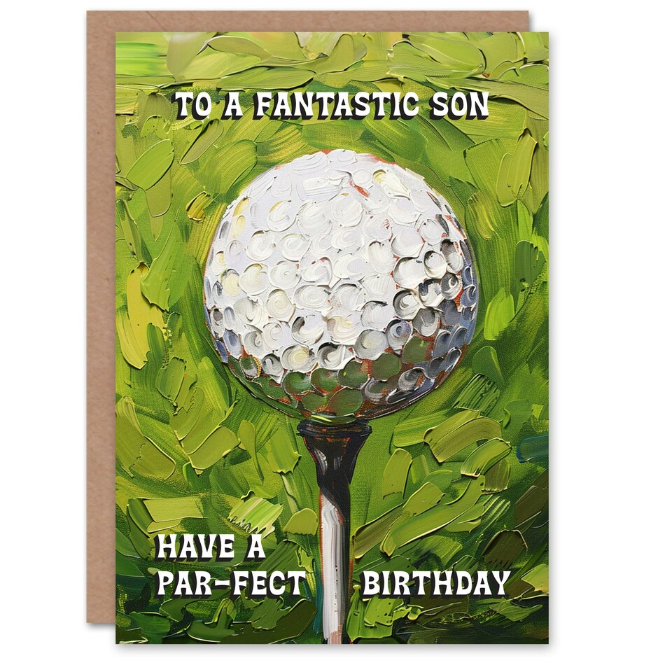 image 1 of Fantastic Golf Lover Golfing Ball Tee Shot Par Pun Son Birthday Card