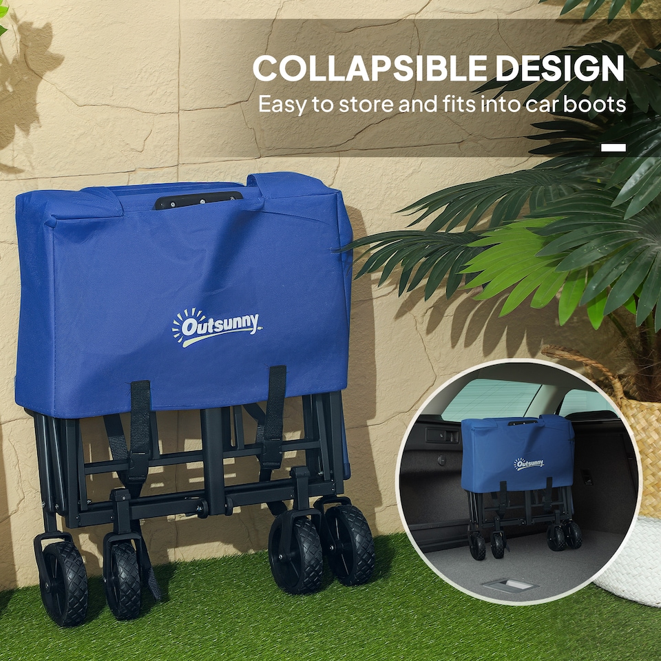 image 1 of Outsunny 93L Festival Trolley, 100kg Heavy Duty Folding Trolley Cart, Blue