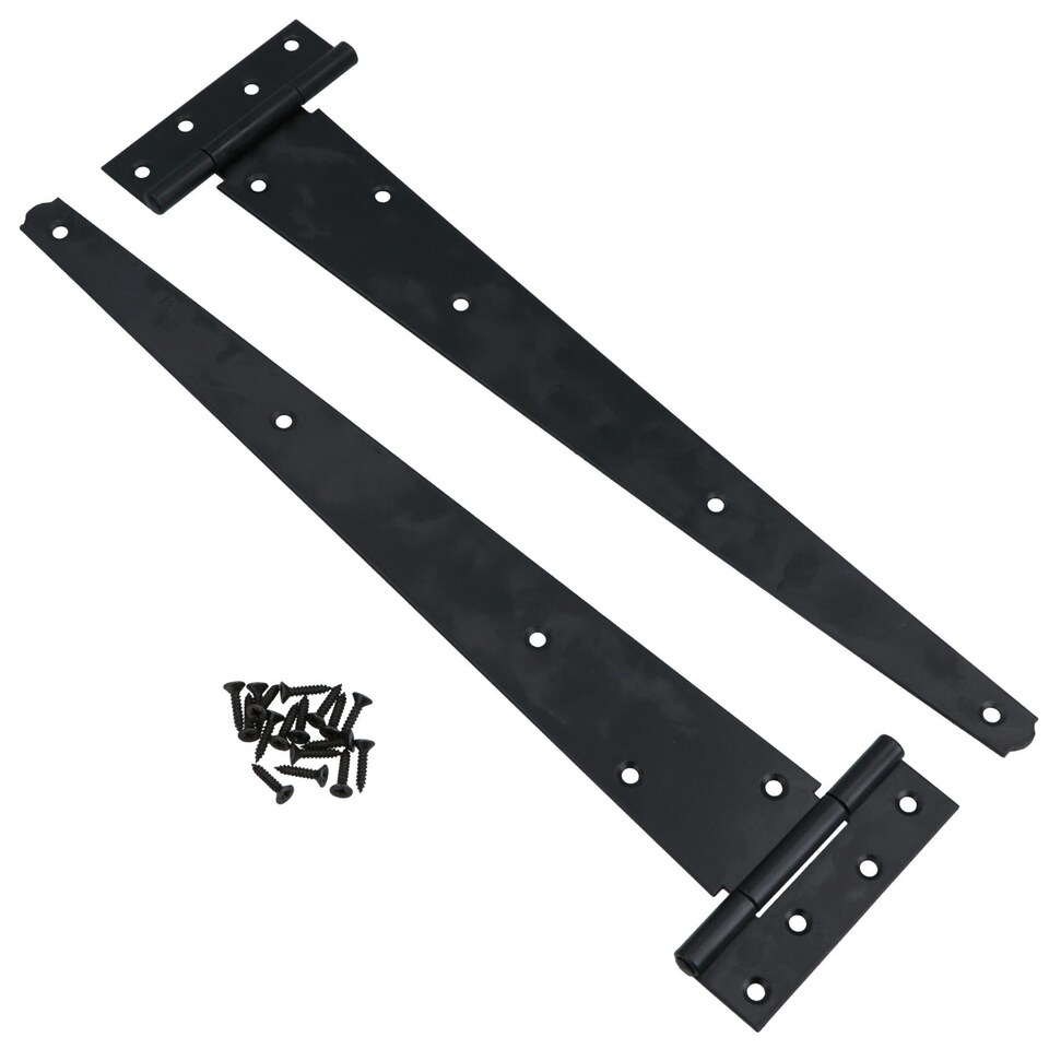 image 1 of 16in / 400mm Heavy Duty T Tee Hinges For Shed + Garden Gates Black Finish 2pc