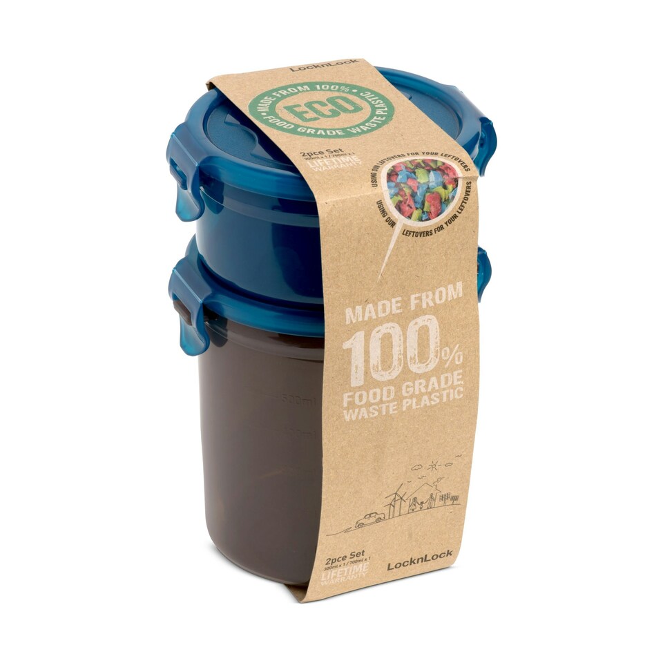 image 1 of LocknLock Eco Food Container Set Reusable Round Lunch Storage Boxes - Pack of 2