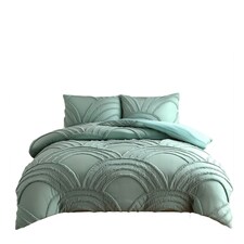 Duvet Cover And Pillowcase Set Silver White Or Green Tufted Luxury Design Polyester Bed Linen Green | Green | King