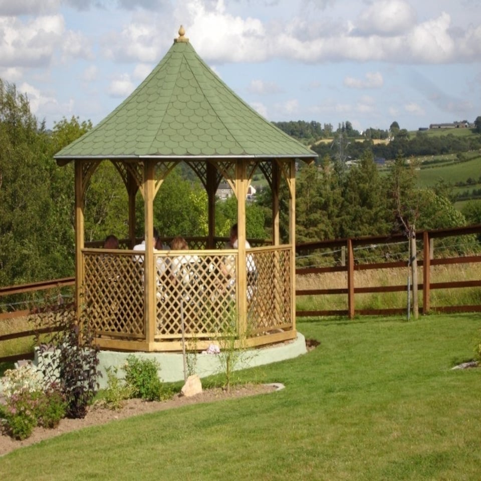 image 1 of Chopin Large Gazebo with Trellis Panels - Pressure Treated Timber - L354 x W354 x H333 cm