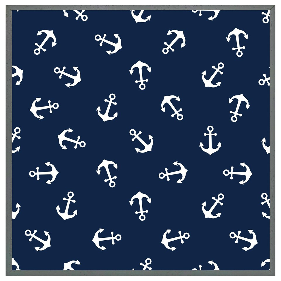 image 1 of Anchors on navy background (Picture Frame) Black | XL