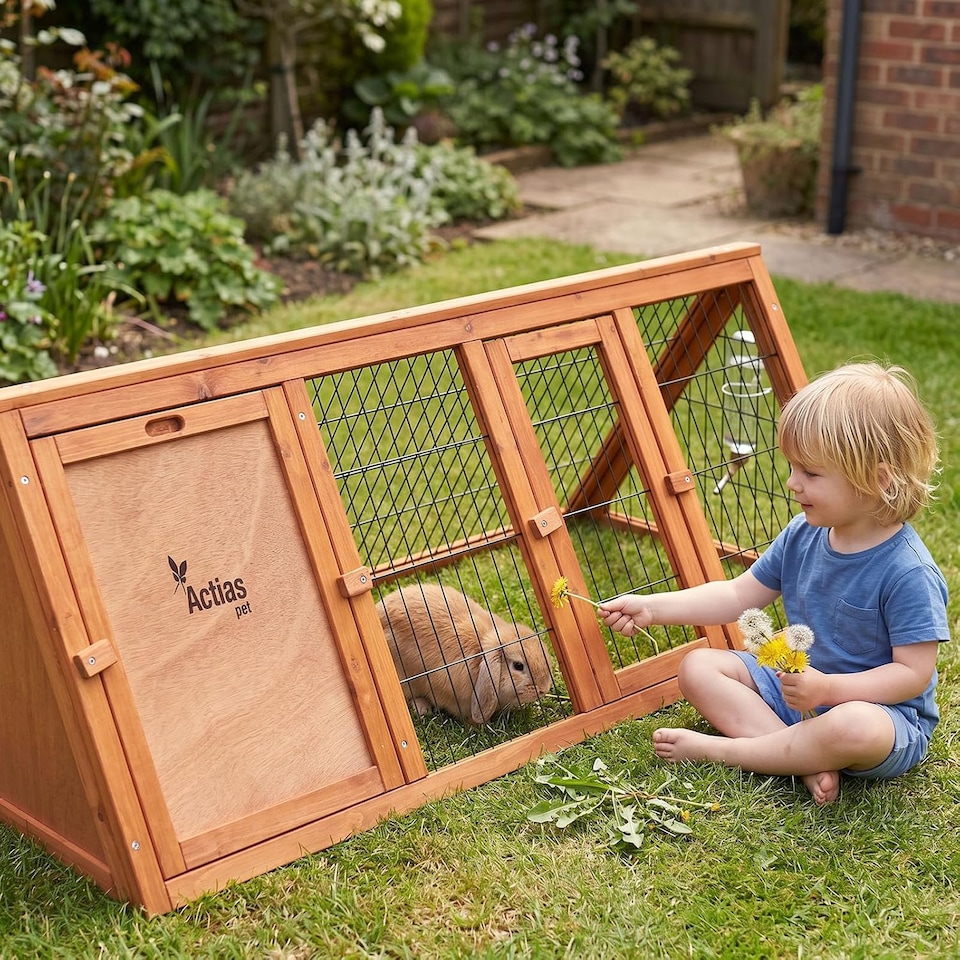 image 1 of Actiaspet 46in Wooden Rabbit Hutch & Cover Guinea Pig House