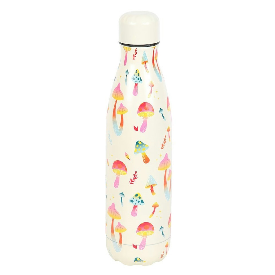 image 1 of Something Different Funky Fungi Mushroom Steel Water Bottle - White/Pink/Blue - One Size