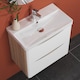 image 8 of AICA 600mm Wall-Hung White Bathroom Vanity Unit With Integrated Sink,2 Soft-Close Drawers for Storage
