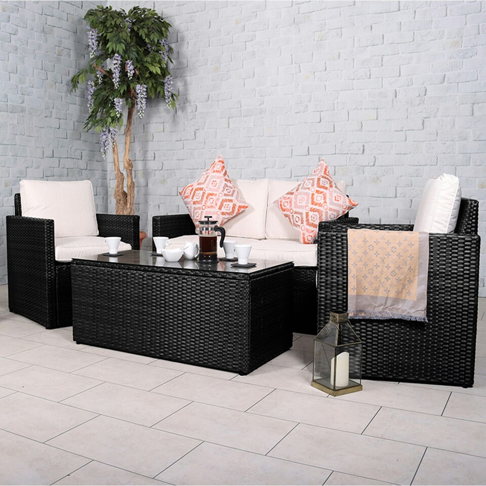 image 1 of Berlin Four Seater Corner Lounging Set in Black