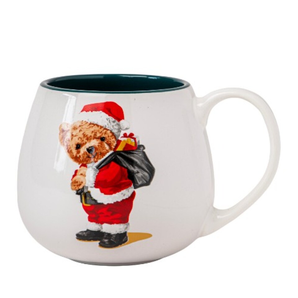 image 1 of Christmas Bear Ceramic Mug 400ml | Red | Santa Bear with Sack | 400ml | 1