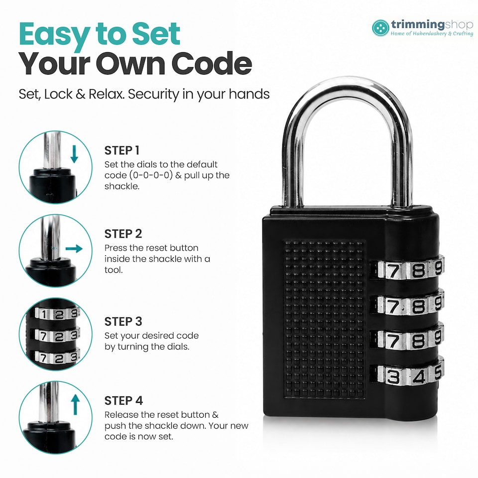 image 1 of 4-Digit Coded Padlock, Black Heavy-Duty Combination Padlock - 2pcs