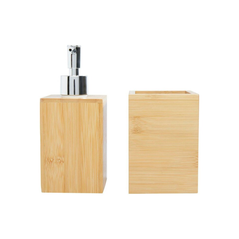 image 1 of Bullet Hedon Bamboo Bathroom Accessory Set - Natural - One Size