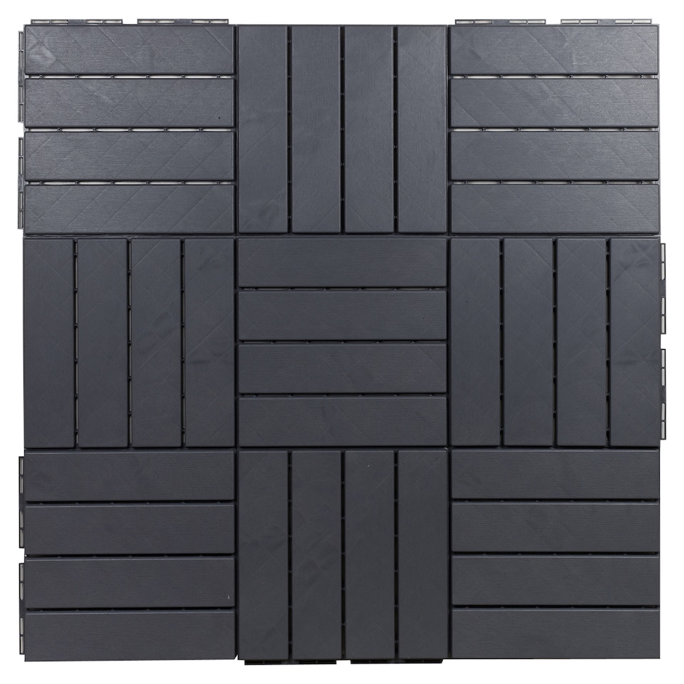 image 1 of URBNLIVING Interlocking Garden Deck Tiles | Multi | Anthracite | 36 Tiles