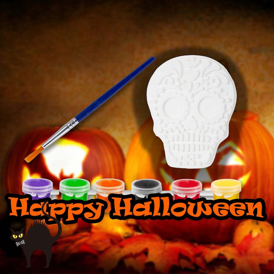 image 1 of PMS Halloween Skull Paint Kit 23.5cm - Party Decorations