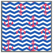 Anchors on zig zag stripes (Picture Frame) Grey | L