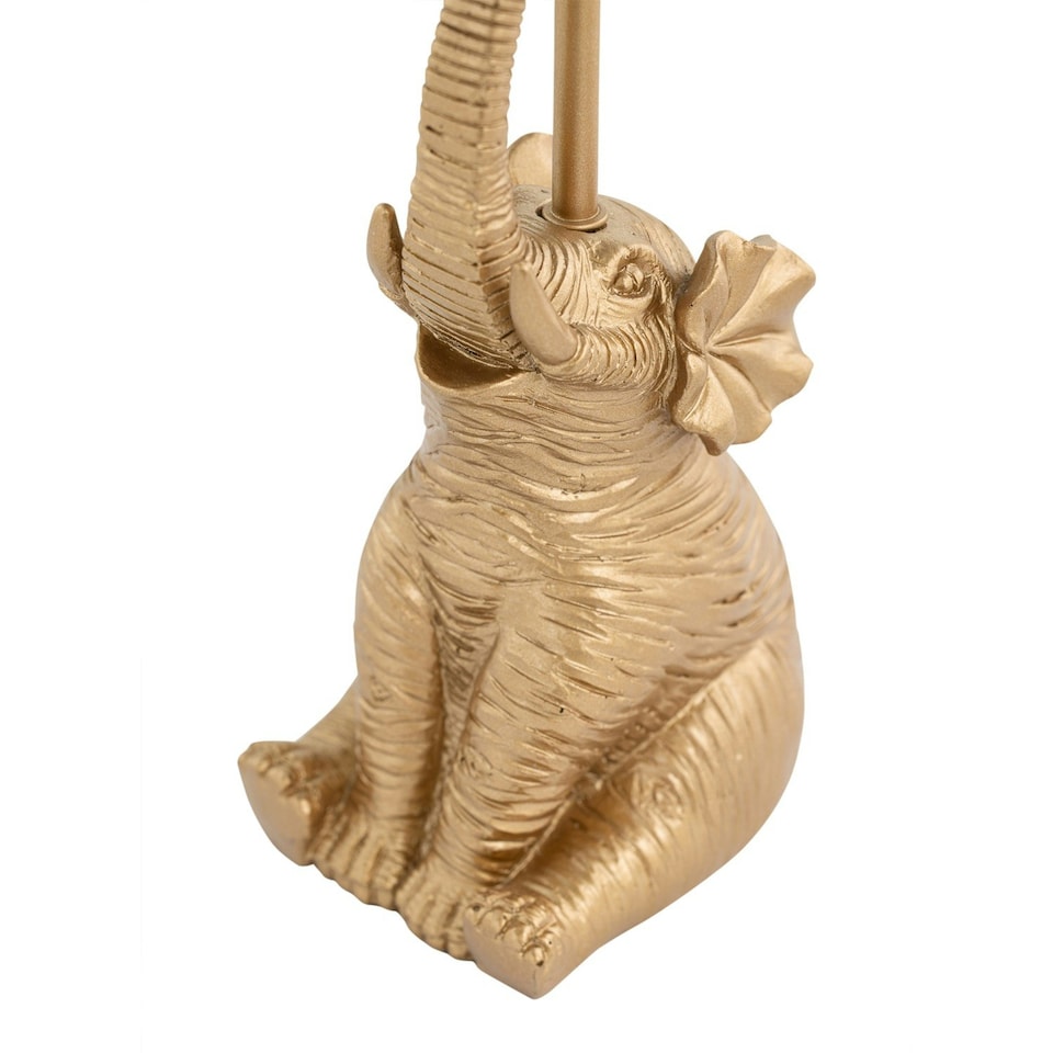 image 1 of First Choice Lighting Elephant Gold Resin Table Lamp With Black Fabric Shade Gold | Black