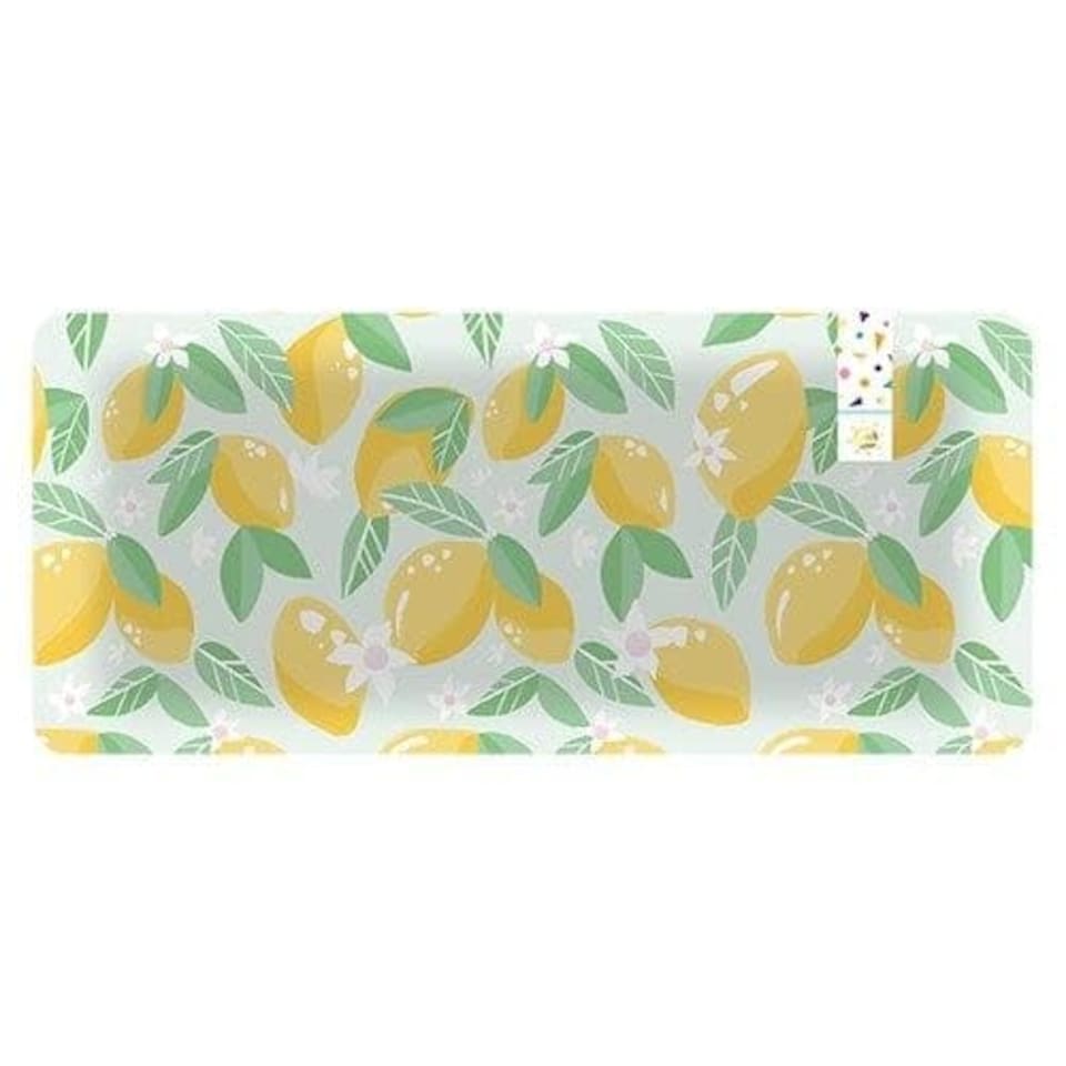Lemon Fruit Reusable Plastic Rectangle Picnic Serving Plate 37.5cm | Multi