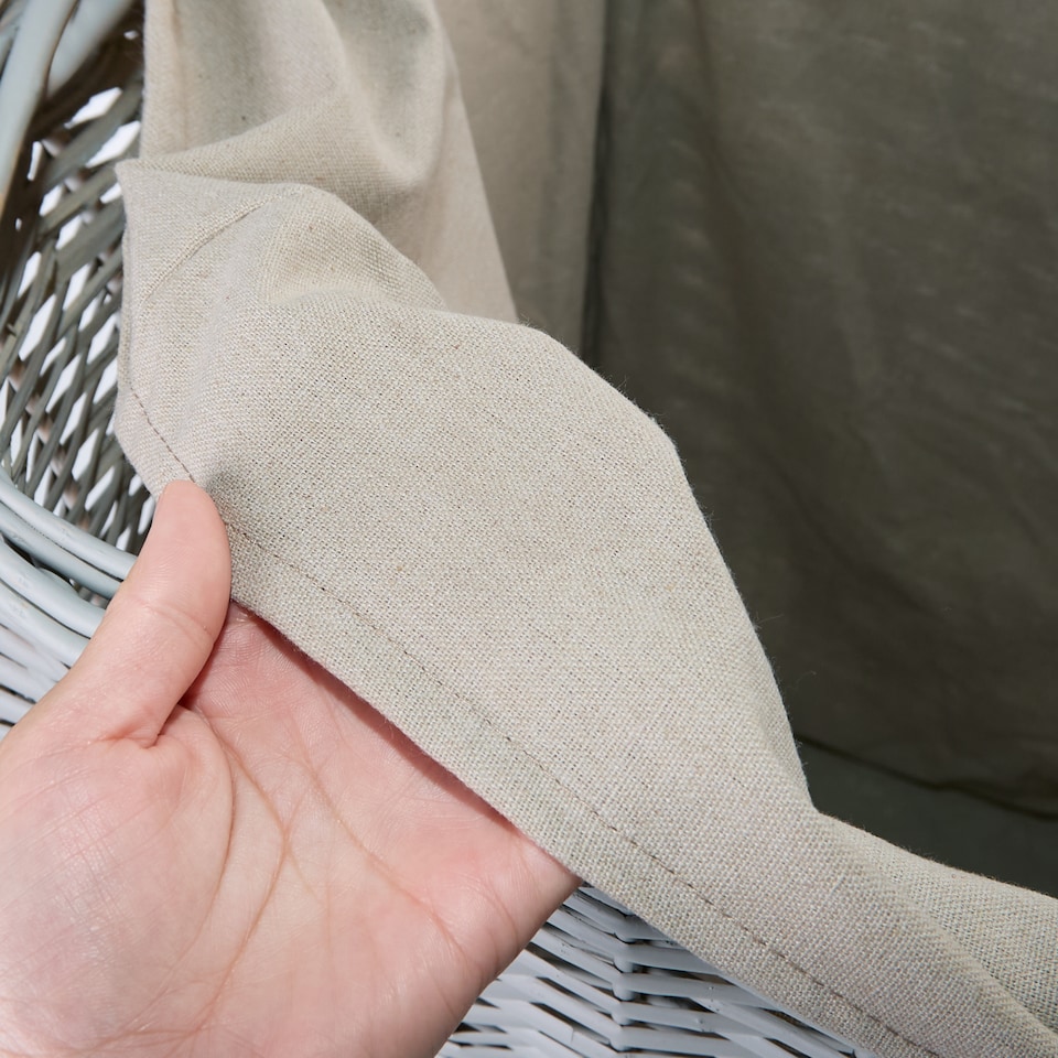 image 1 of Wickerfield Round Wicker Laundry and Storage Basket with Handles and Removable Liner