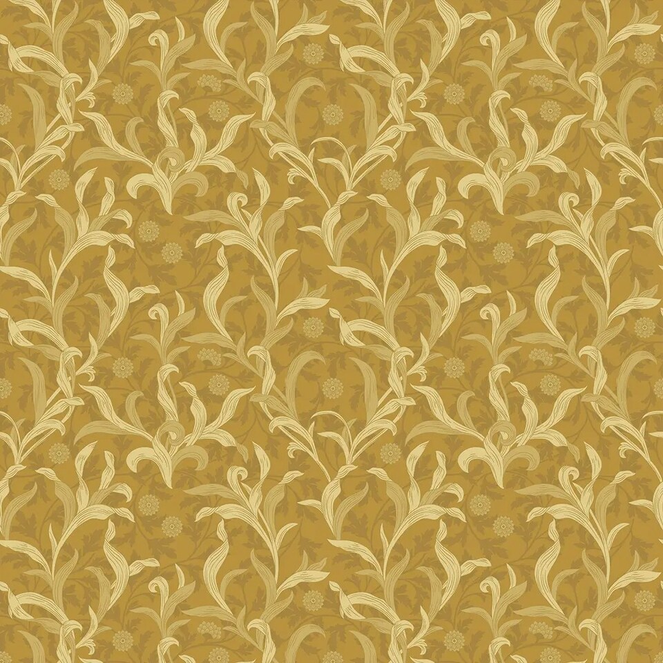image 1 of Antique Leaf Wallpaper in Ochre Multi