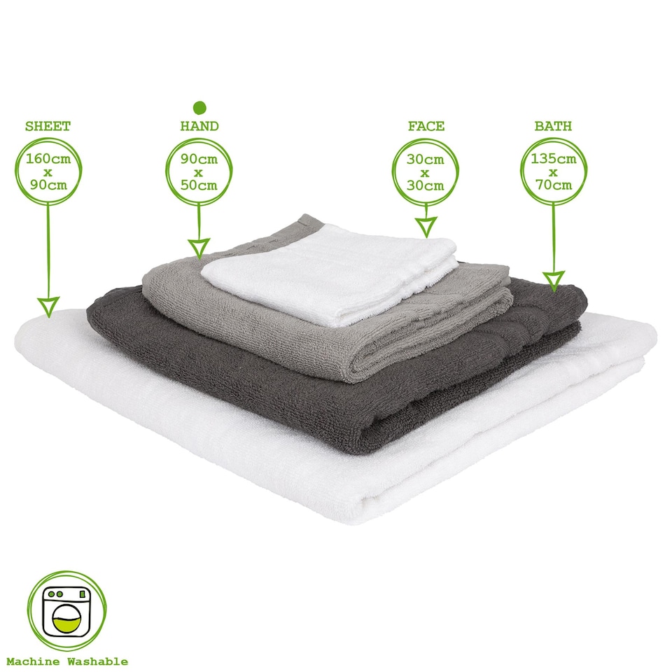 image 1 of Nicola Spring Cotton Hand Towels - 90cm x 50cm - Grey - Pack of 4