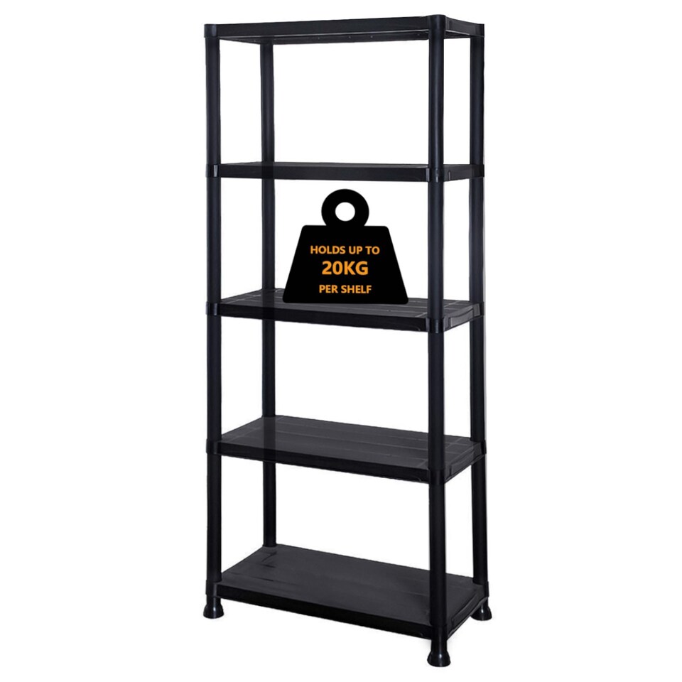 image 1 of 5 Tier Plastic Racking Shelf Heavy Duty Garage Shelving Storage Unit Organiser