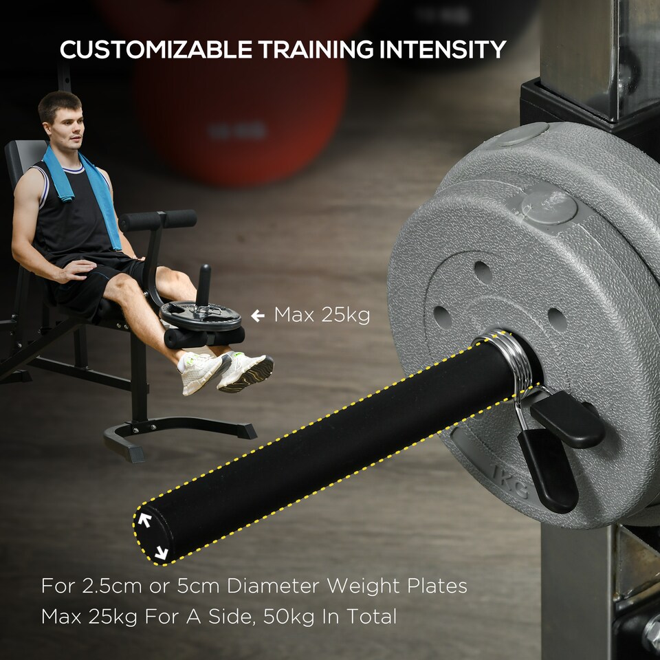 image 1 of SPORTNOW Smith Machine Power Rack with Pull Up Bar, Lat Pull Down System