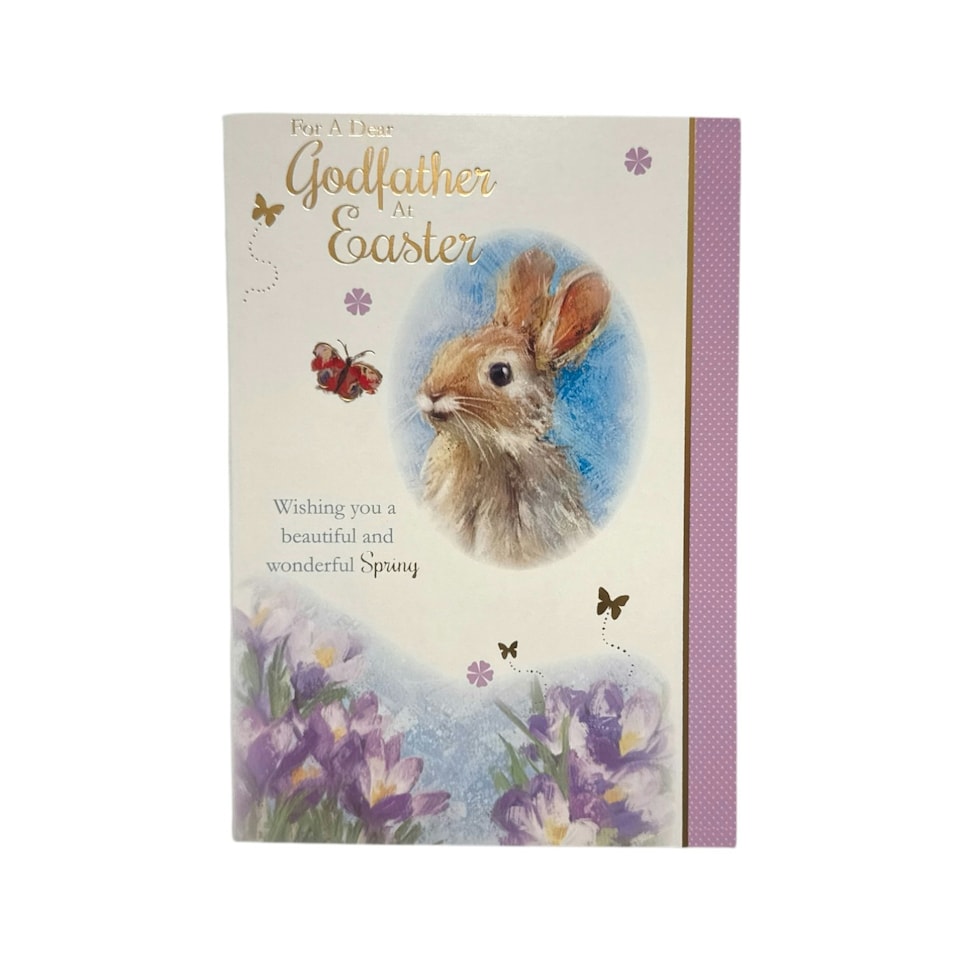 image 1 of For A Dear Godfather Cute Rabbit Floral Design Easter Card