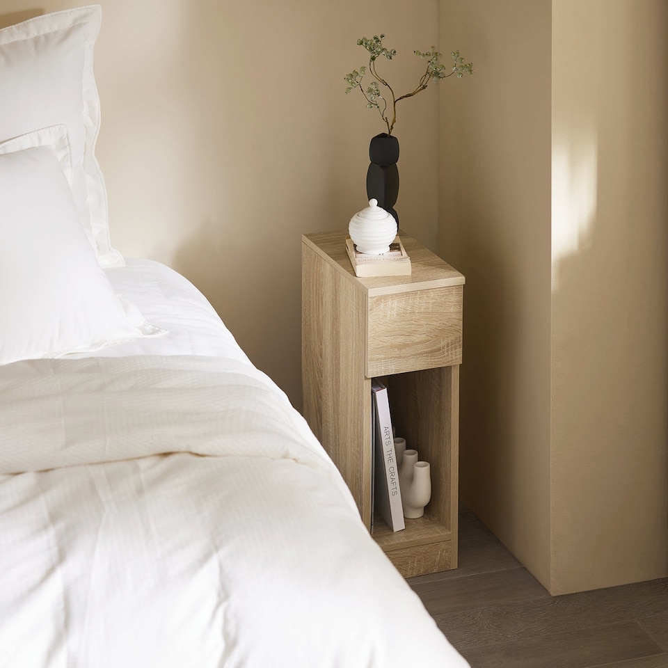 image 1 of SoBuy FBT111-Nx2,Set of 2 Slim Bedside Table Nightstand with Drawer and Shelf