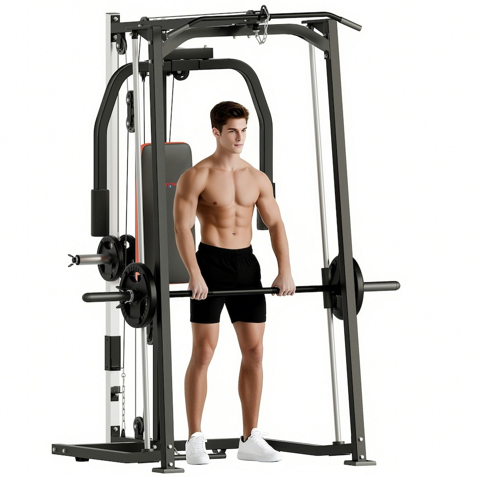 image 1 of SPORTNOW Multigym, Smith Machine Power Cage for Home Gym, Weight Lifting