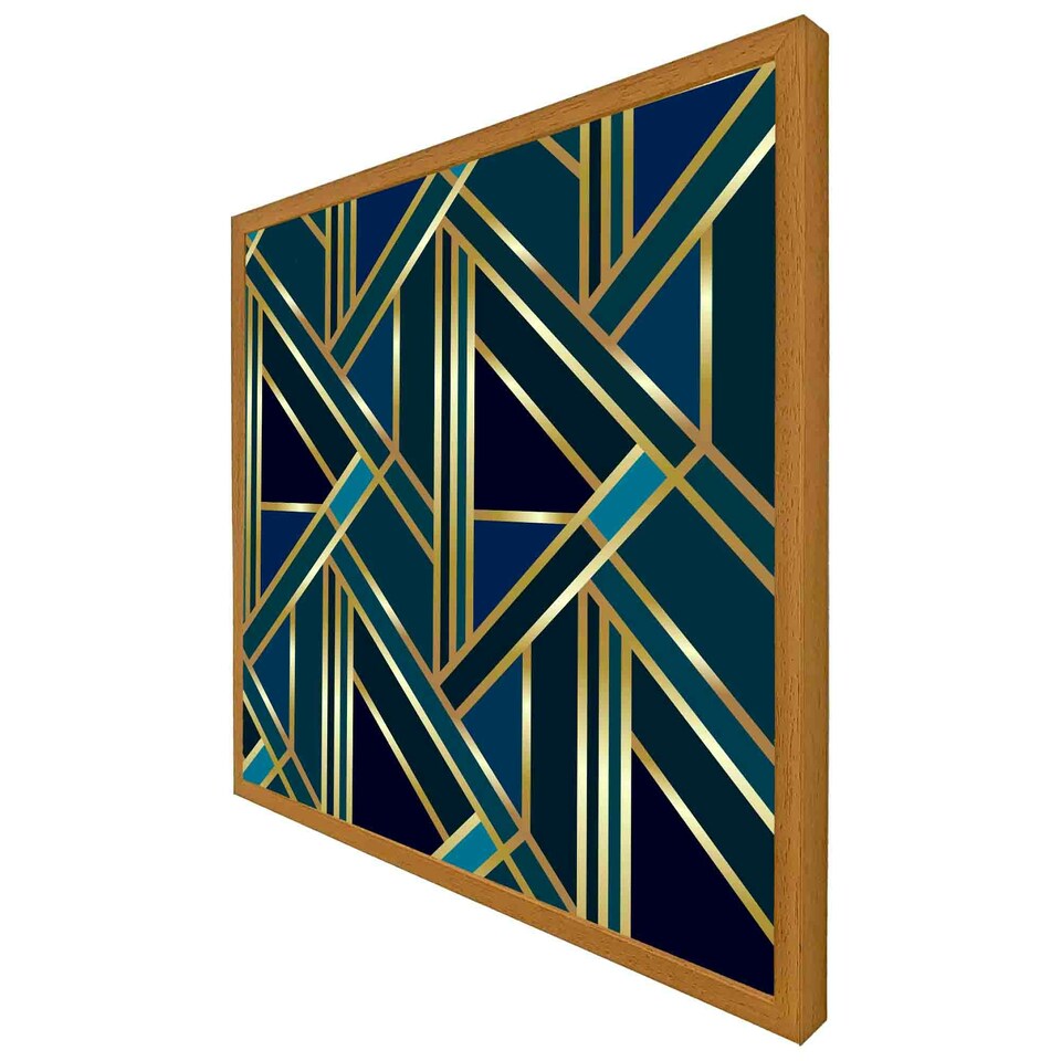 image 1 of Gold & teal geometric pattern (Picutre Frame) White | XL