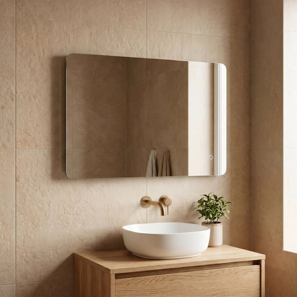 image 1 of Mila - LED Bathroom Mirror Touch Control, 70 x 50cm Demister, CCT