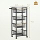 image 7 of HOMCOM 4-Tier Kitchen Island on Wheels with 4 Pull-Out Baskets, Light Grey