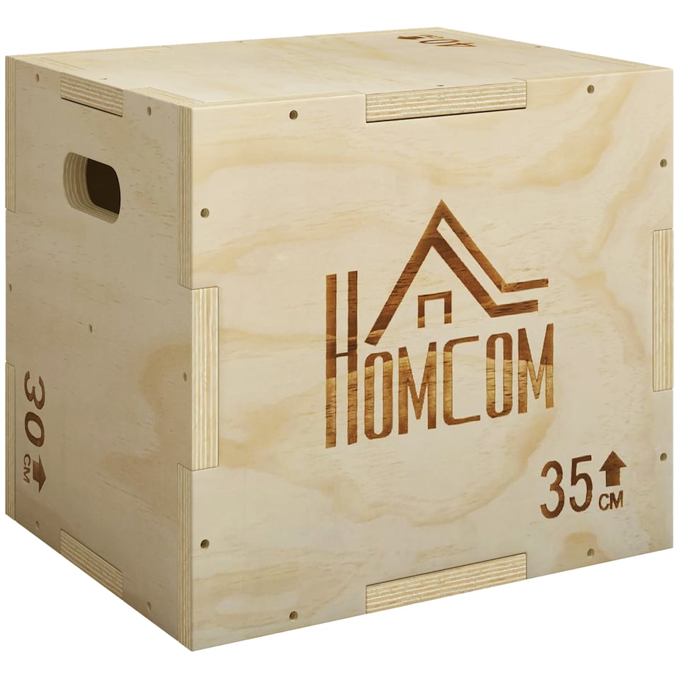 image 1 of HOMCOM 3-in-1 Wooden Plyo Box for Home Gym, Workout Training, Natural